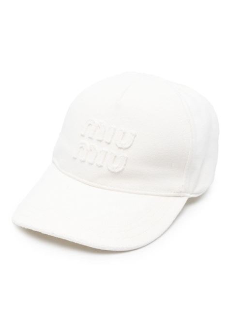 White cotton twill cap Miu Miu | 5HC179S-OOO2CL4F0009